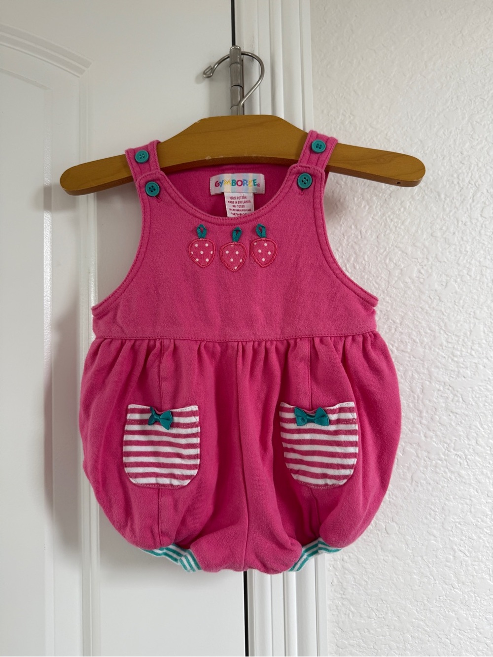 Vintage Gymboree Pink Strawberry Bubble Romper newborn